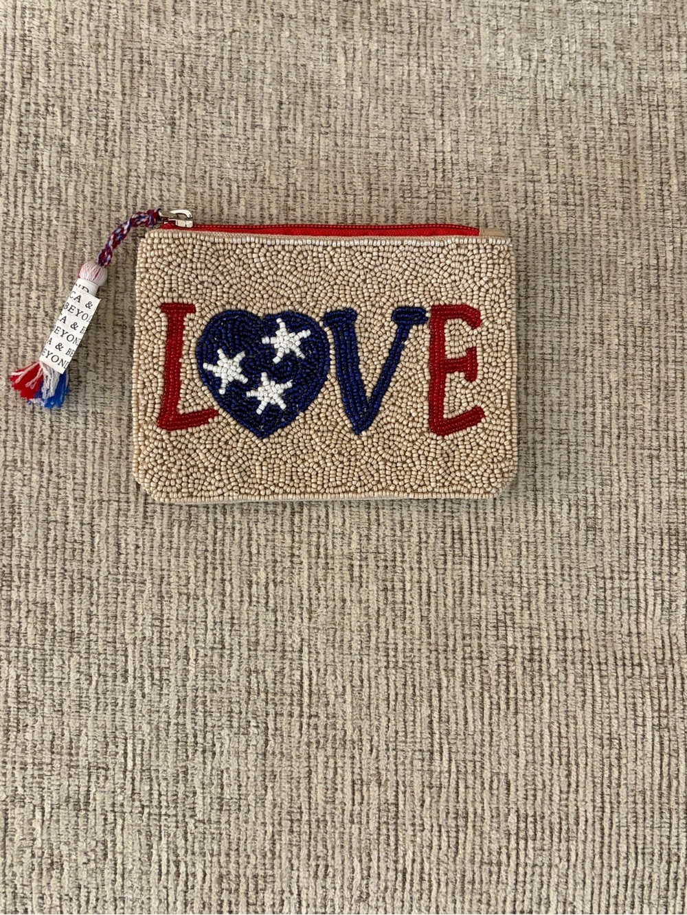 Beaded LOVE Pouch with Star Heart